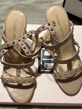 Ivanka Trump Nude Studded Strappy Heels